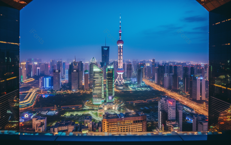 夜晚的上海城市都市东方明珠繁华的高楼大厦建筑霓虹灯闪烁窗口视角实拍图像摄影,高清,摄影图,摄影图片,图片大全,摄影图免费下载
